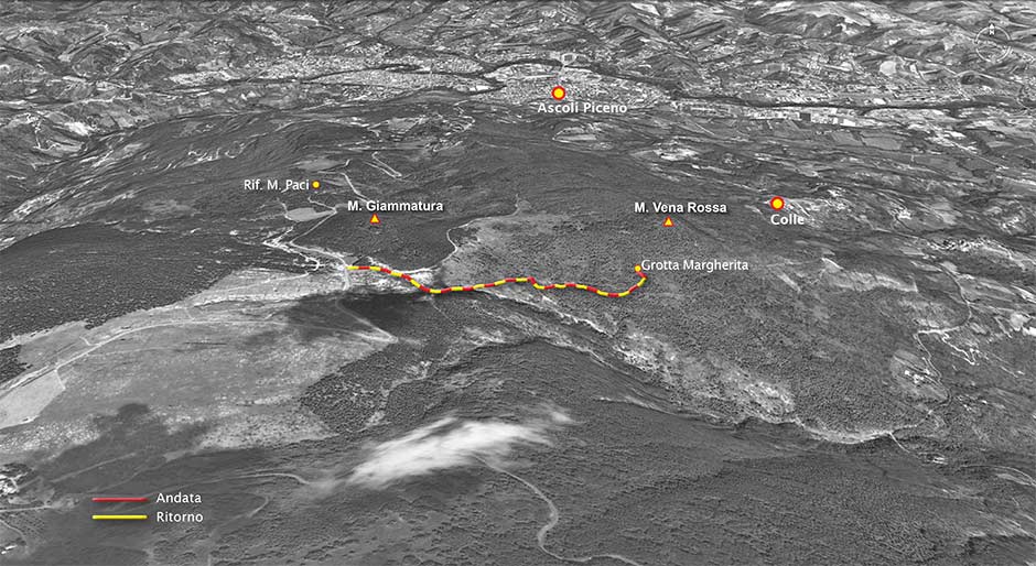 tracciato di escursionismo sui monti gemelli - la grotta margherita