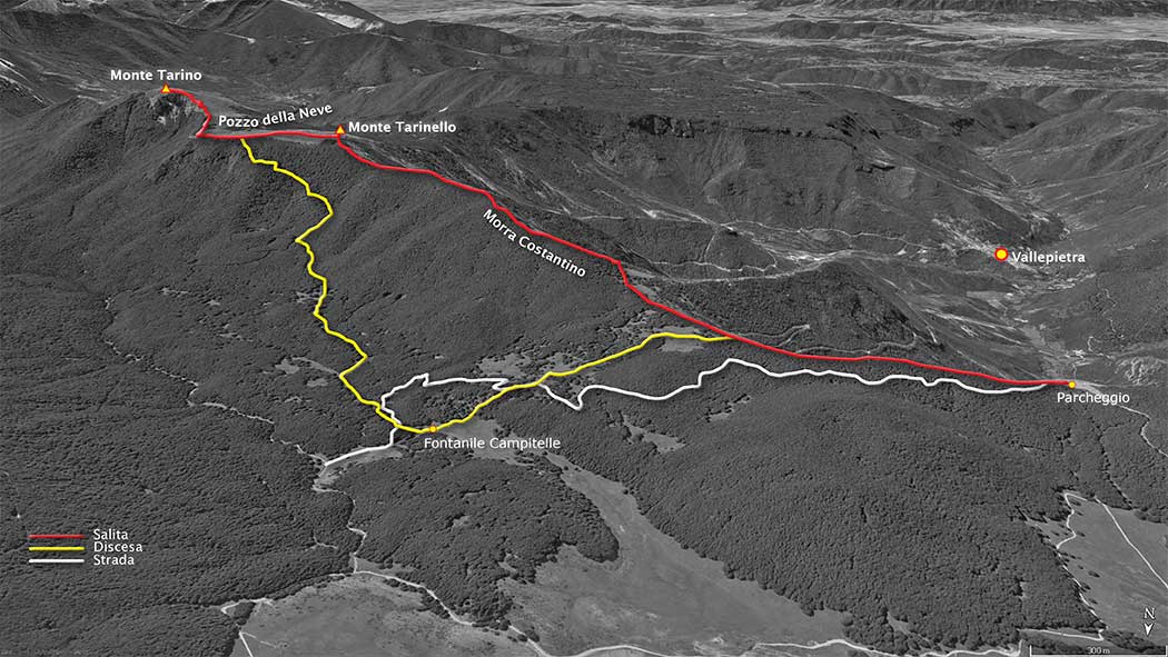 tracciato escursionismo, dal santuario della santissima trinità al monte tarino - monti simbruini