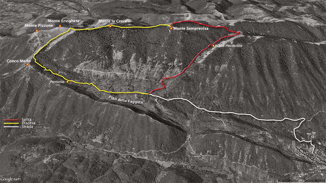 tracciato escursionismo, dalla piana della faggeta al monte semprevisa - monti lepini