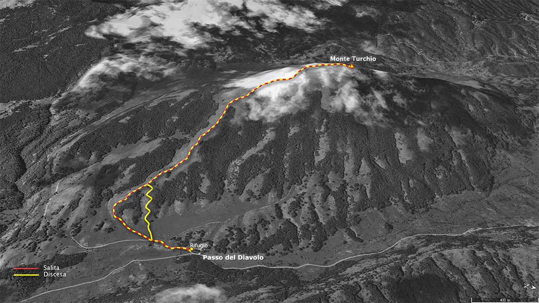 tracciato scialpinismo, dal passo del diavolo al monte turchio - monti marsicani