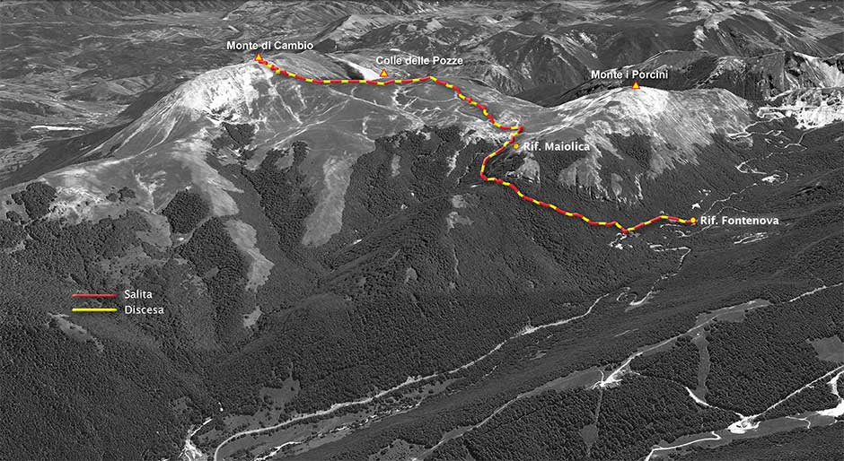tracciato di scialpinismo da fontenova al monte di cambio