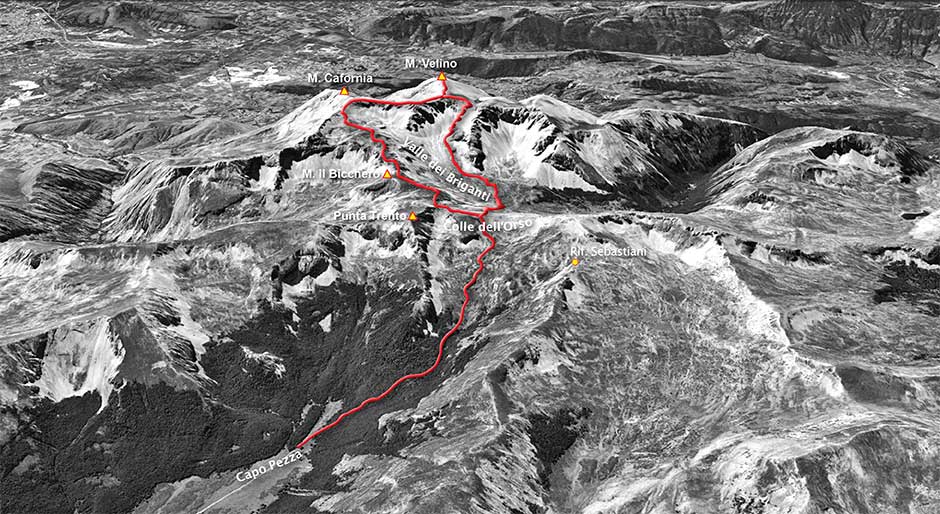 tracciato di scialpinismo - monte velino dai piani di pezza